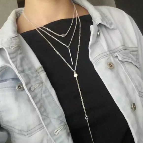 Gold/Silver layered necklace - Picture 4 of 8